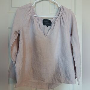 CLEMENTINE'S X MEROTTO Light Linen Long Sleeve Blouse, Size Extra Small (Xs) +